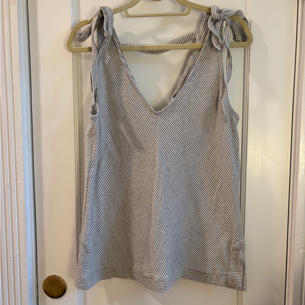 Lucky Brand Grey and White Striped Top
